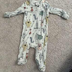 Caden Lane Monster Print Kids Footie - Multicolor on Gray